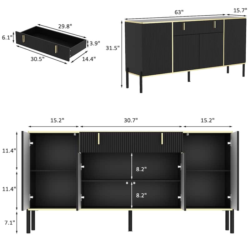 Sideboard Dresser Cabinet Storage Console Televison Table Pop-up Door