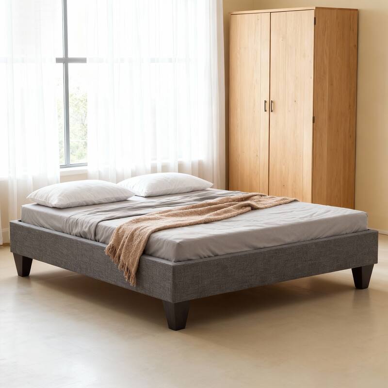 13" Modern Grey Twin XL Platform Bed Frame, No Headboard Design
