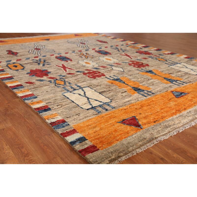 Geometric Moroccan Oriental Area Rug Handmade Wool Carpet - 7'0" x 9'8" - 7'0" x 9'8" - Multi-Color