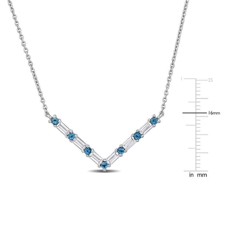 Miadora 1 1/2ct TGW London Blue Topaz White Topaz Necklace Sterling Silver
