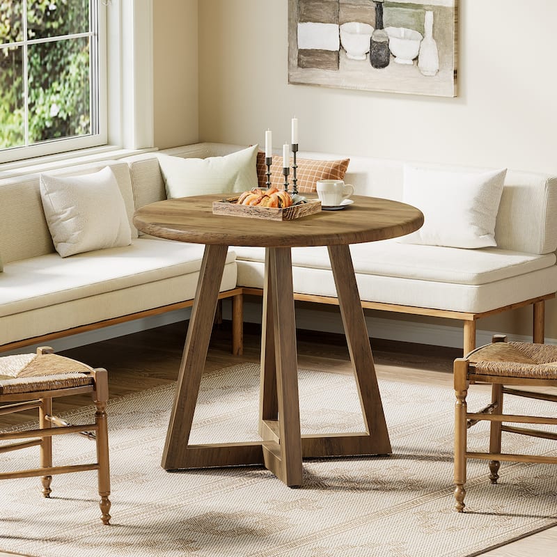 Small Round Dining Table for 2-4 People - Brown