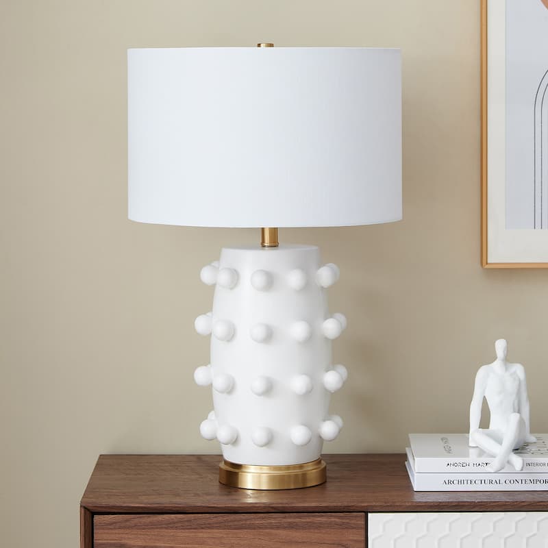 Farrington 26" Tall Ceramic Table Lamp with Fabric Shade - Matte White