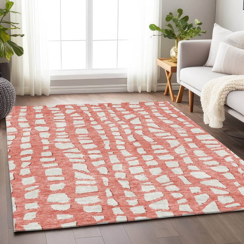 Premium Washable Super Soft Contemporary Cobble Mayfield Rug - Salmon - 5' x 7' 6"