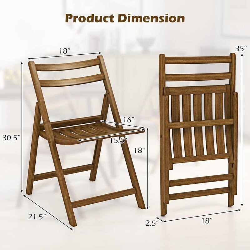 2/4PCS Kitchen Side Chairs w/Slatted Seat＆Curved Backrest