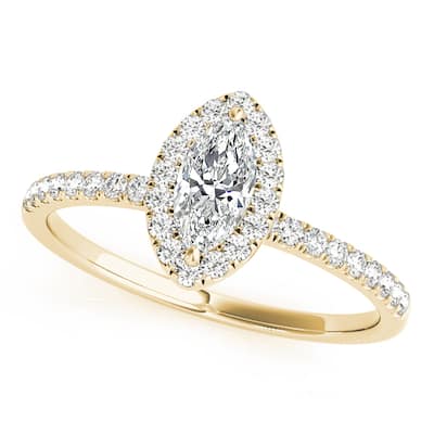 Auriya 14k Yellow Gold Lab Grown Marquise Diamond Halo Engagement Ring 0.50 to 5.00 ct. tw. (F-G VS)