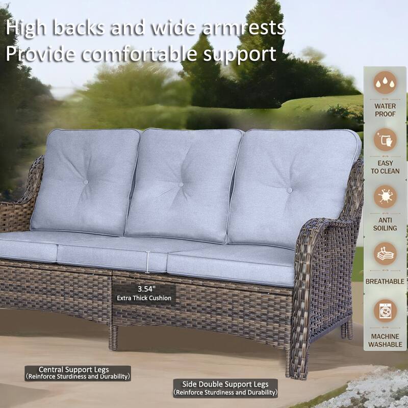 High Back Wicker Outdoor Patio Conversation Sets with Swivel Chairs