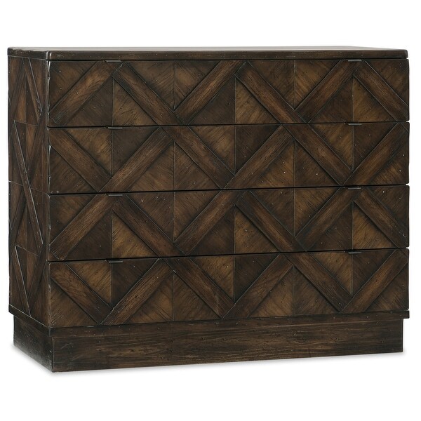 Hooker Furniture 1618-90017 Roslyn County 42" Wide 4-Drawer Walnut Rustic Bachelors Chest Style Dresser with Power Bar and USB