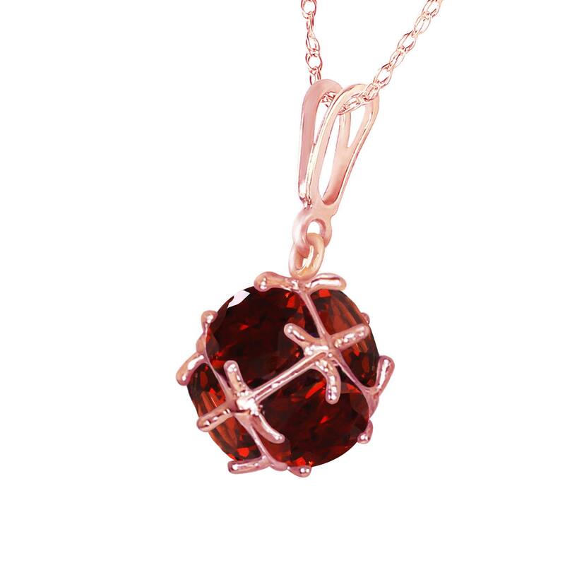 3.70 Carat 14K Solid Gold Garnet Necklace Gemstone Genuine Royal