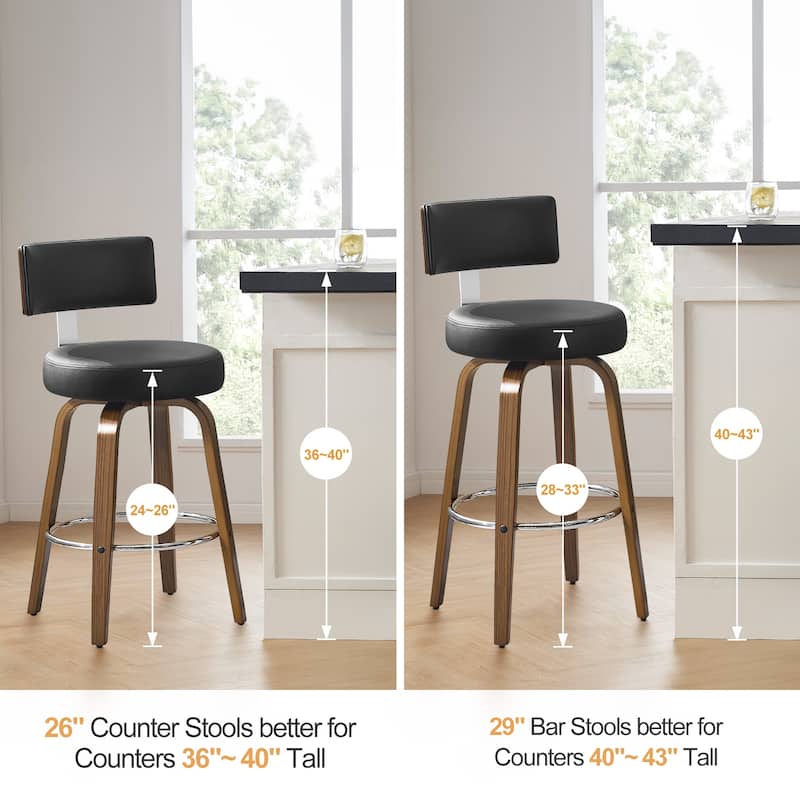 Upholstered Wood Swivel Bar/ Counter Stools, Set of 3