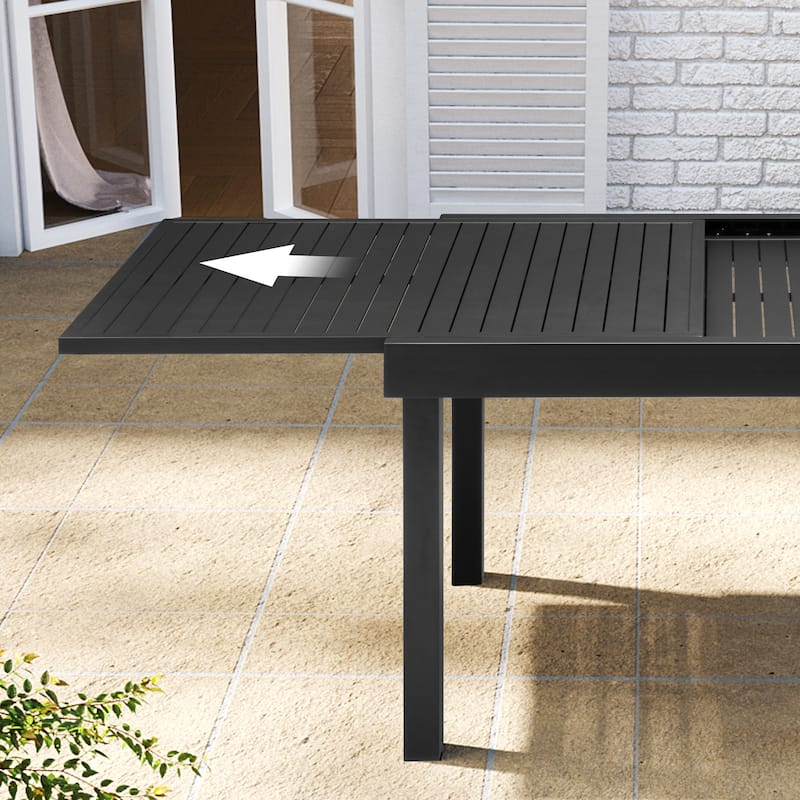 Pellebant 5/7/9-piece Aluminum Outdoor Dining Set Expandable Table and Stackable Chairs