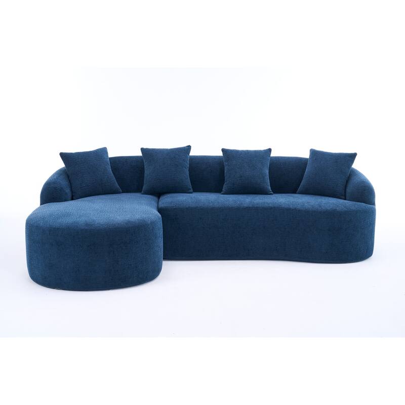 98.4" Chenille L-Shaped Sectional Sofa with Chaise & Pillows