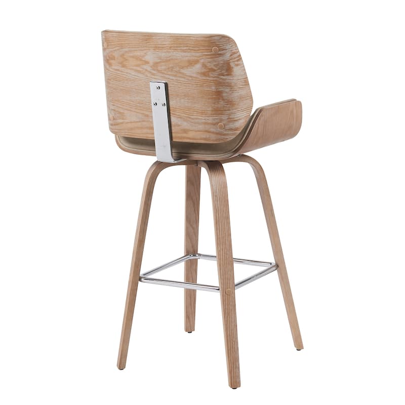 Tyler Mid-Century Swivel Bar Stool, Upholstered Counter Height Chair with Bentwood Legs