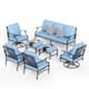 MAISON ARTS 6/7-Piece Patio Conversation Sets, Sofa Set with 2/4 x Single Chairs, 1 x 3-seater Sofa and Coffee Table/Ottomans