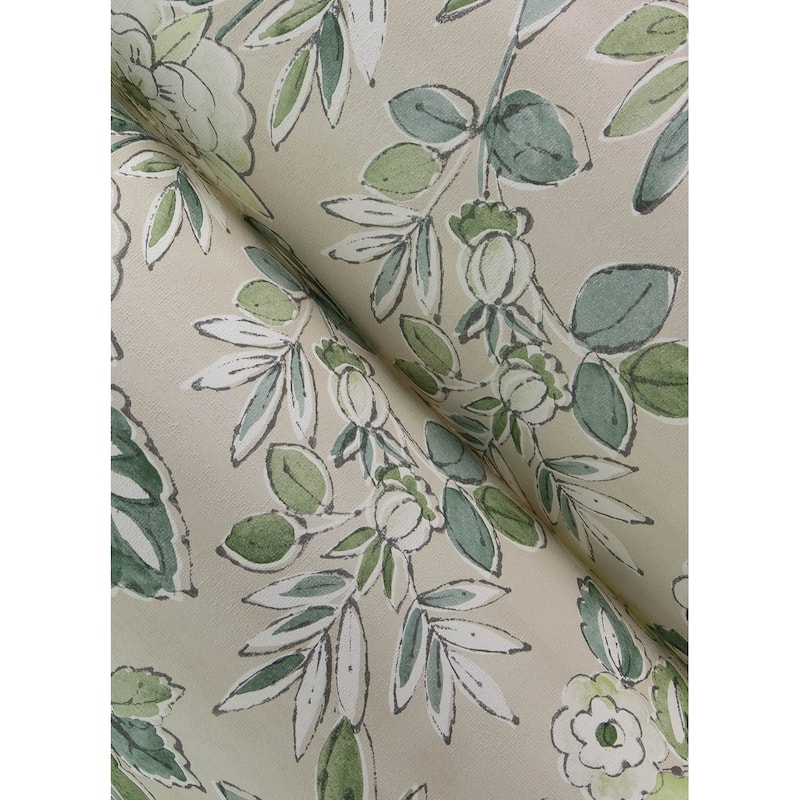Chesapeake Begonia Sea Green Floral Trail Wallpaper