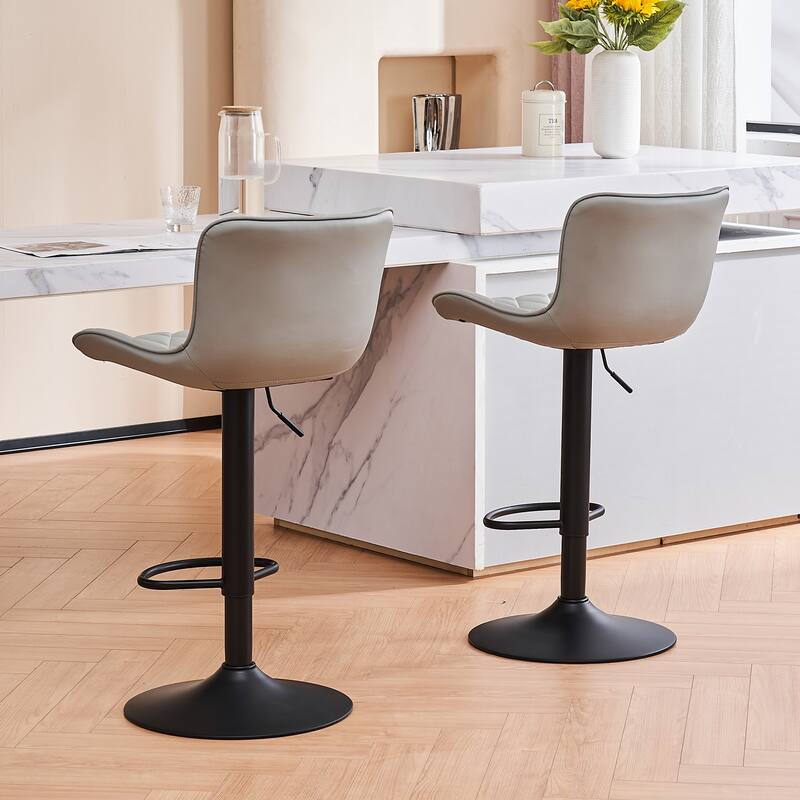 Bar Stools Set of 2 Adjustable Swivel Bar Chairs Modern Counter Stools