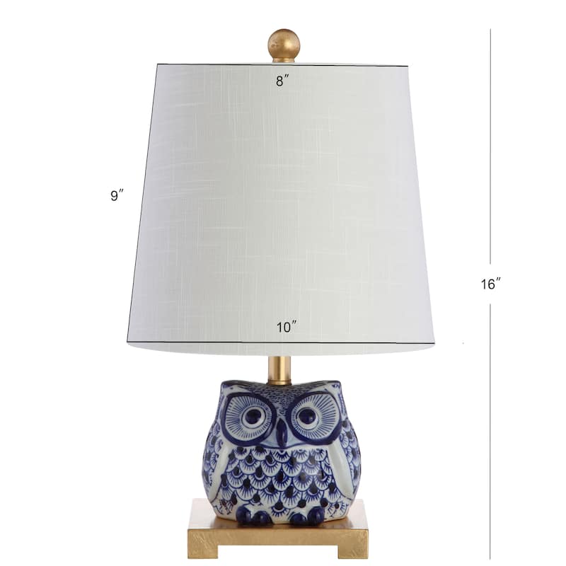 Tiki 16" Ceramic Mini Table Lamp, Blue/White (Set of 2) by JONATHAN Y
