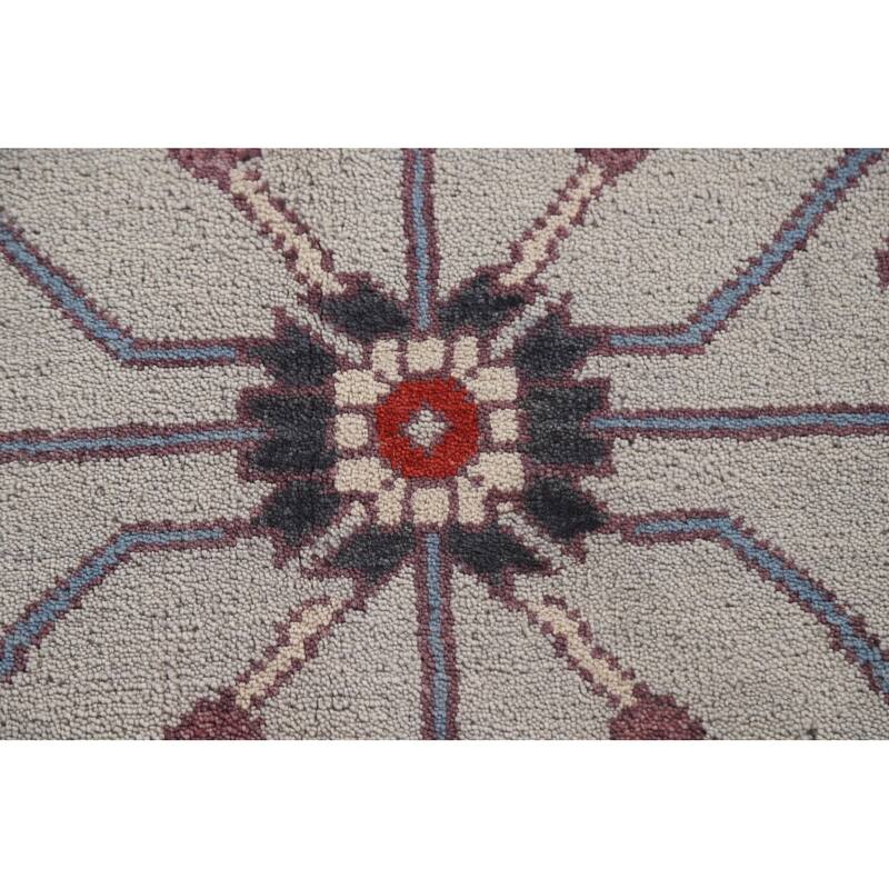 All-Over Ivory Oushak Oriental Area Rug Handmade Wool Carpet - 9'0"x 11'11"