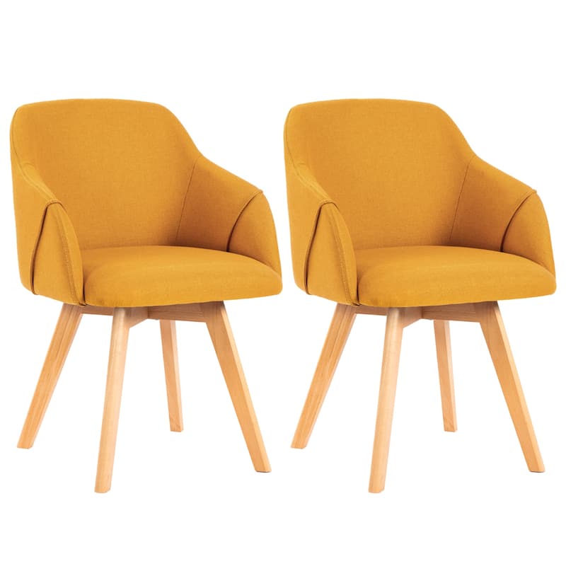 Upholstered Swivel Dining Chairs Set of 2 with Solid Wood Legs - 33.1" H x 21.5" W x 22.5" D - Set of 2 - Orange