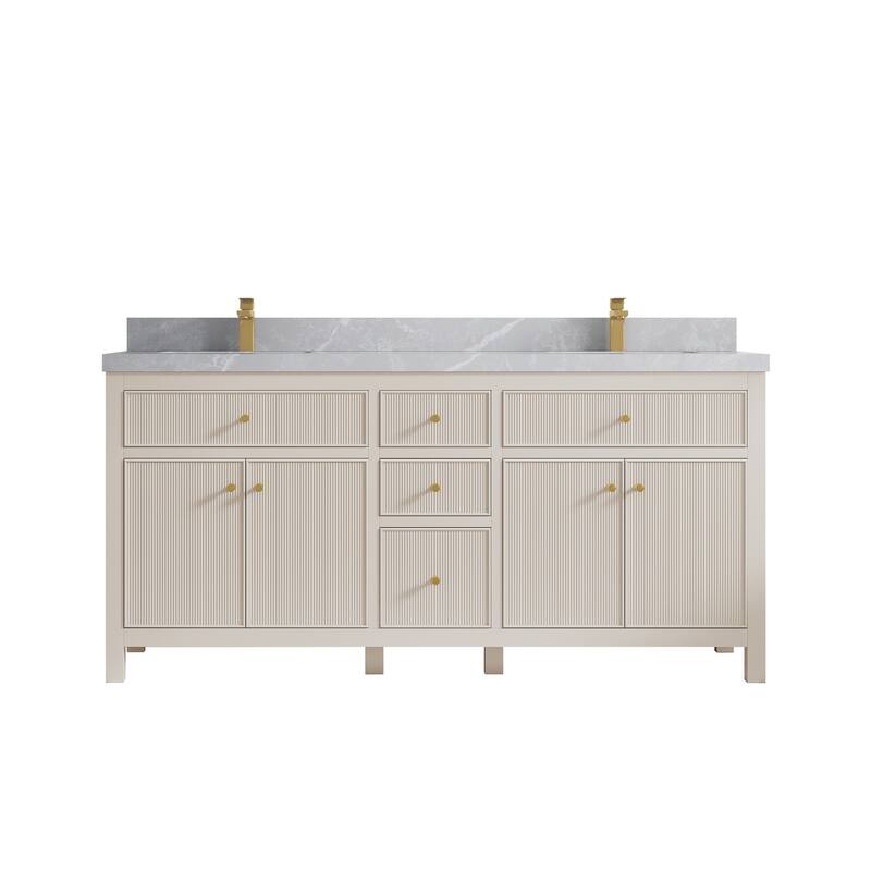 Willow Collections 72 in W x 22 in D Sonoma Free Standing Reeded Double Sink Bathroom Vanity with Countertop