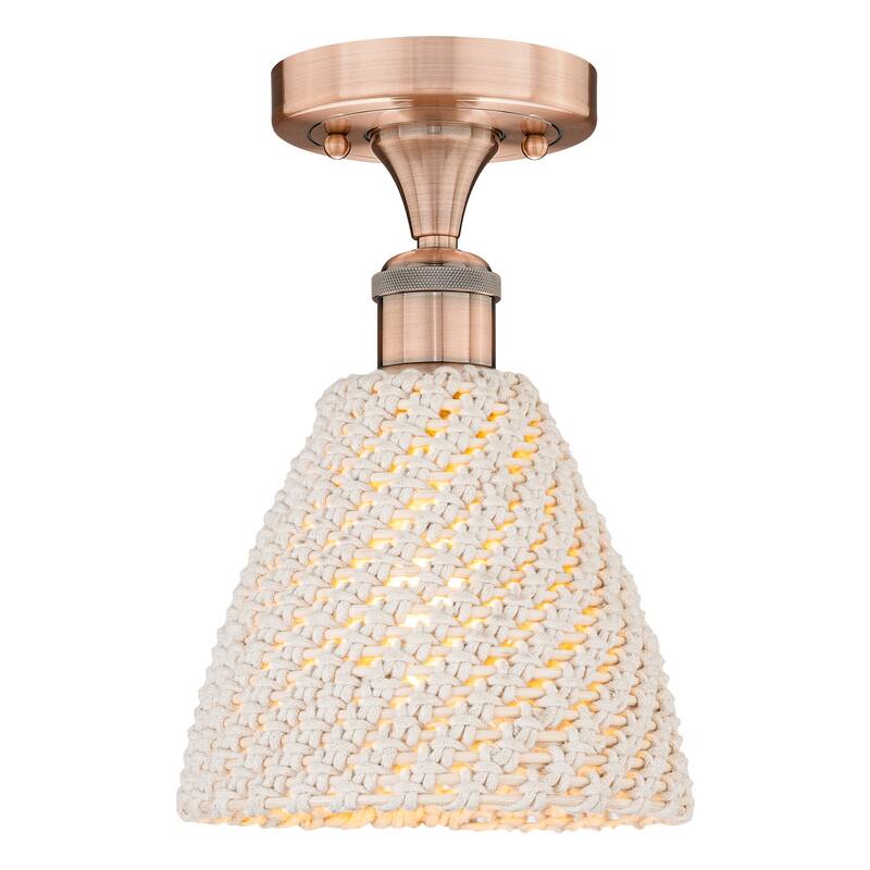 Innovations Lighting 616-1F-10-8 Bristol Natural Semi-Flush Bristol - Antique Copper / Natural