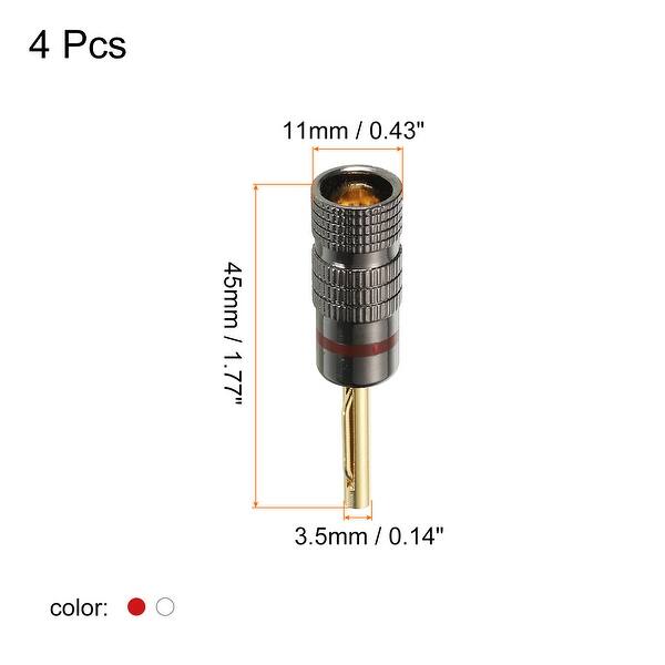 Banana Plugs Jack Connector Pin Plug Closed Screw Type 3.5mm GoldPlated 4Pcs Red, White Bed