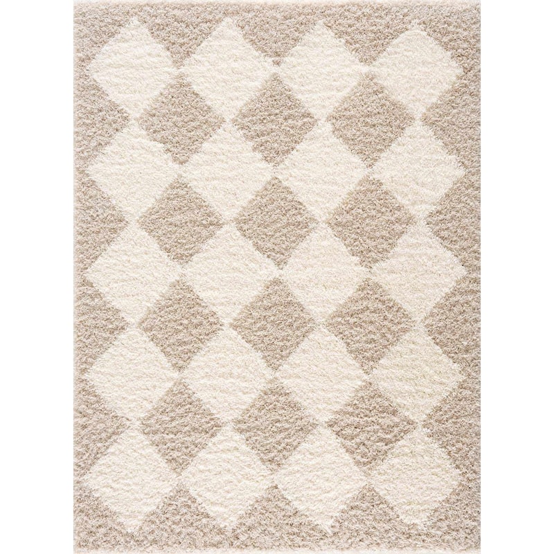 Hauteloom Zahur Living Room, Bedroom Area Rug - High Pile - Beige - 5'3" x 7'3"