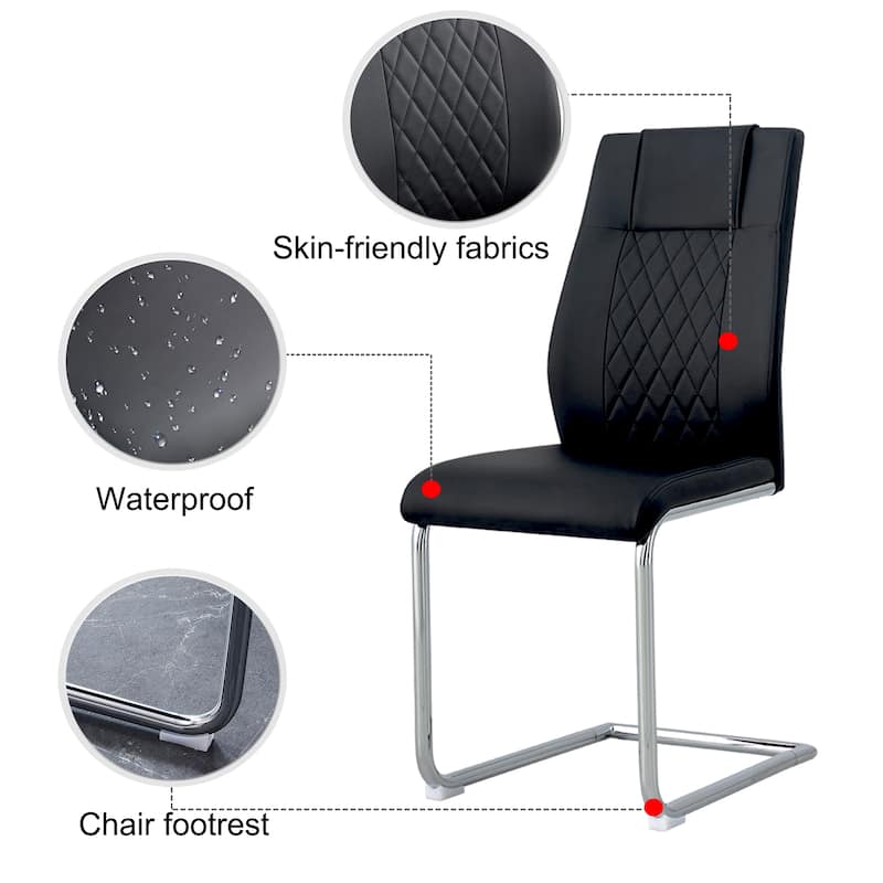 Roomfitters PU Dining Chairs with Metal Legs, Upholstered Set of 6 for Kitchen, Bedroom or Dining Room