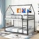 preview thumbnail 2 of 8, Gymax Twin Over Twin Bunk Bed w/ Fence & Ladder Solid Wood Floor Bunk