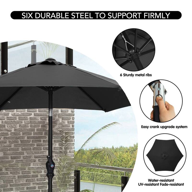 Ainfox 7.5ft Patio Umbrella Push Button Tilt Outdoor Market Umbrella Without Base