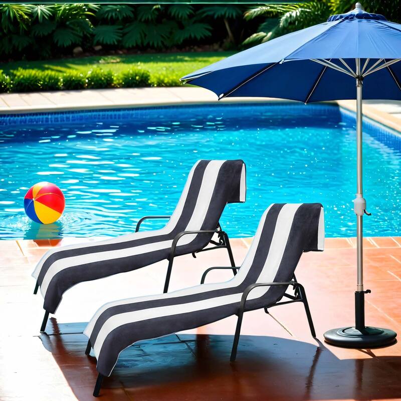 Superior Cabana Cotton Towel/ Chaise Lounge Chair Cover - Charcoal