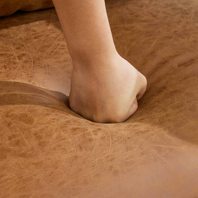 Modern Swivel Chair,PU leather Barrel Chair with Wooden Base and pillow