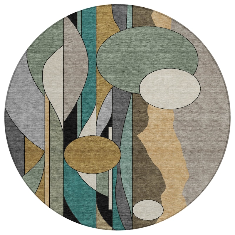 Machine Washable Indoor/ Outdoor Contemporary Retro Chantille Rug