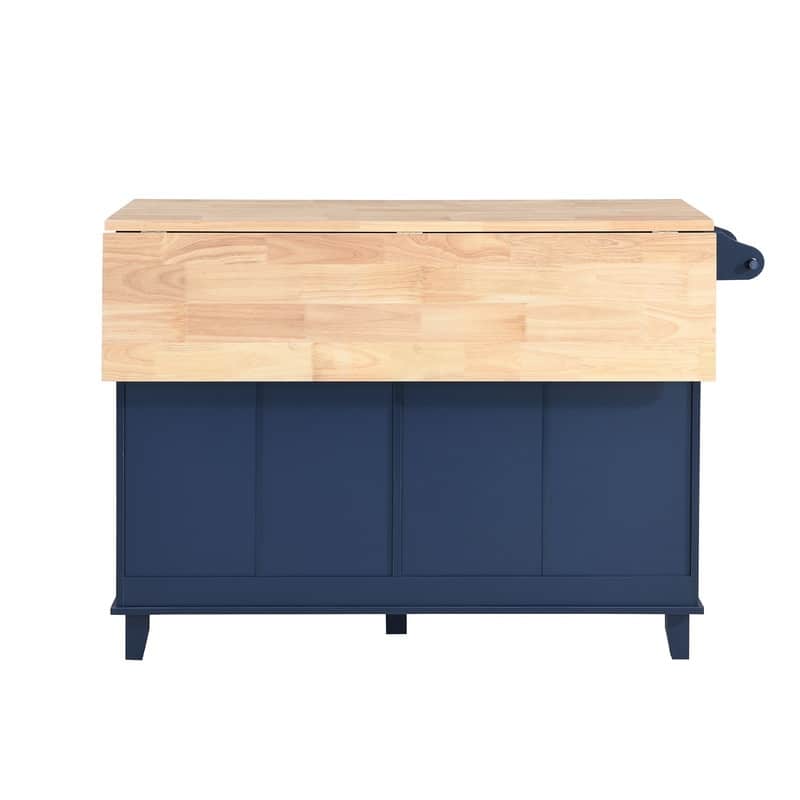 Farmhouse-Style Kitchen Island Set with Drop-Leaf Table, Two Seats, Storage Cabinet, Drawers, and Towel Rack‌