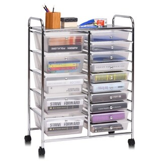 Shop Costway 15 Drawer Rolling Storage Cart Tools Scrapbook