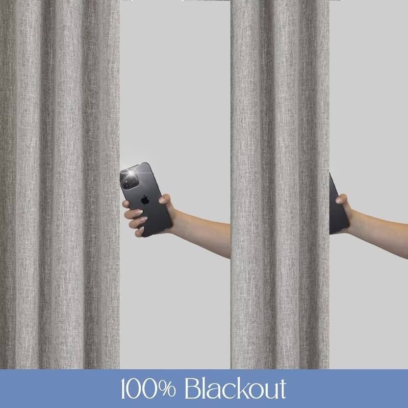 Linen Texture 100% Blackout Grommet Curtain Pair(2 panels)