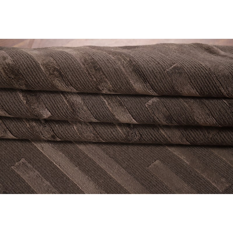 Striped Nepalese Oriental Large Area Rug Handmade Wool Carpet - 10'1" x 13'7"