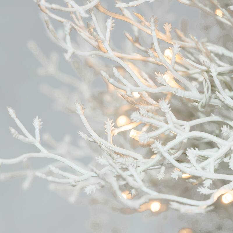 Pre-Lit Aspen Fir Artificial Tree - Snow Flocked Branches, Warm White LED Lights, Holiday Decor