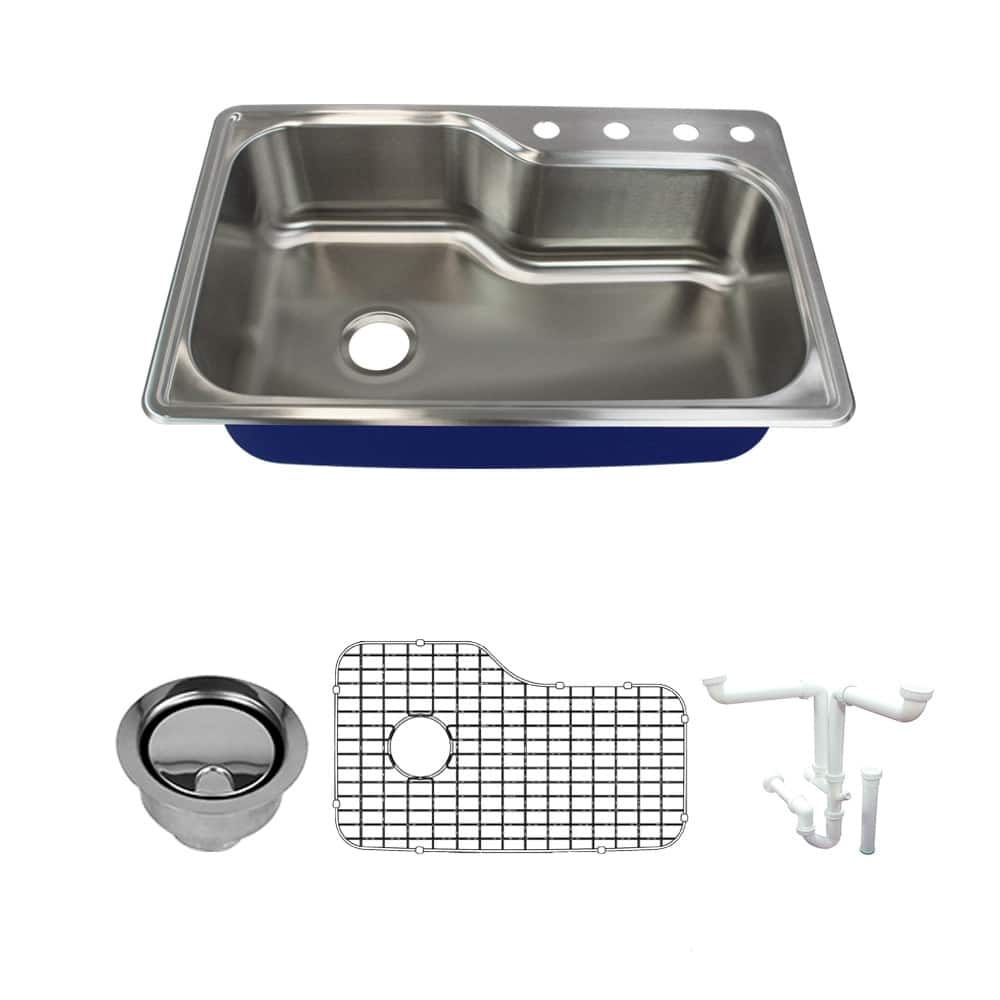 Transolid K-MTSO33229-4 Meridian 33" Drop In Single Basin Stainless - Brushed Stainless Steel