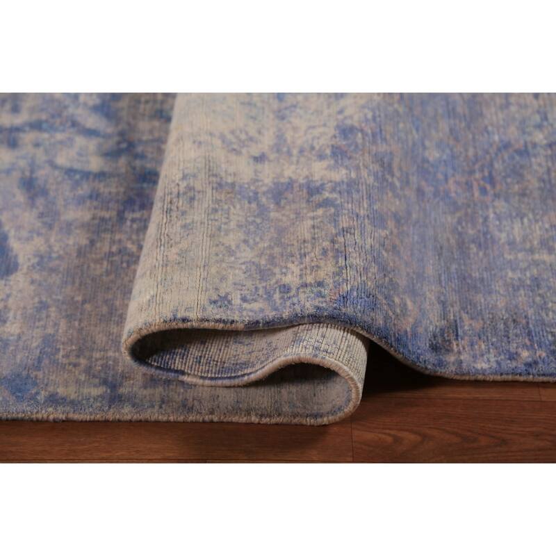 Abstract Indian Rug Hand-Knotted Multi-Color Wool Carpet - 8'11"x 11'11"