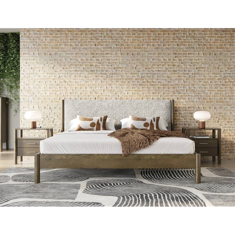 Modrest Carolina Modern Grey Fabric & Wenge Bed