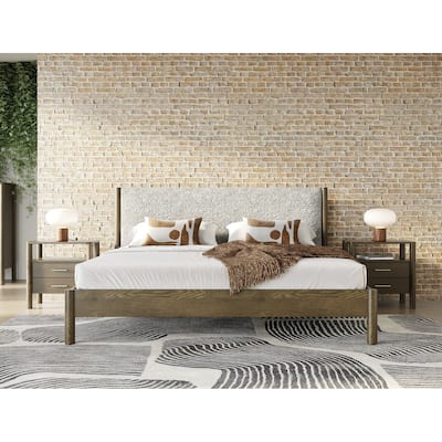 Modrest Carolina Modern Grey Fabric & Wenge Bed