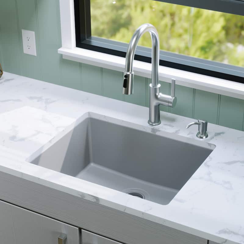 Karran Undermount 24.38 in Single Bowl Quartz Kitchen Sink