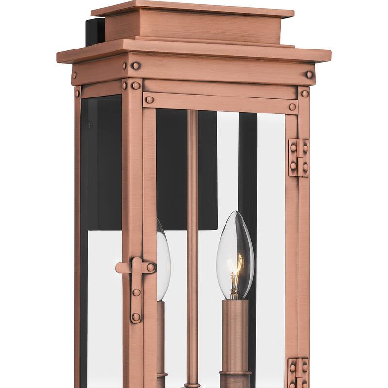 Aged Copper Two Light Outdoor Wall Mount from the Noelle Collection