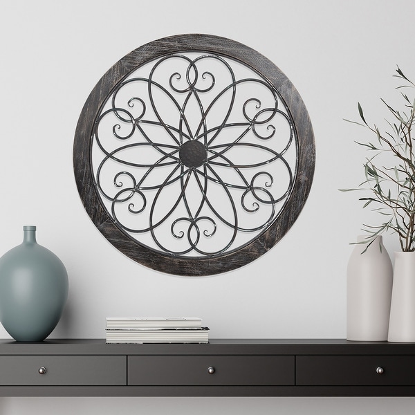 Hastings Home Metal and Wood Medallion Openwork Wall Decor. Opens flyout.