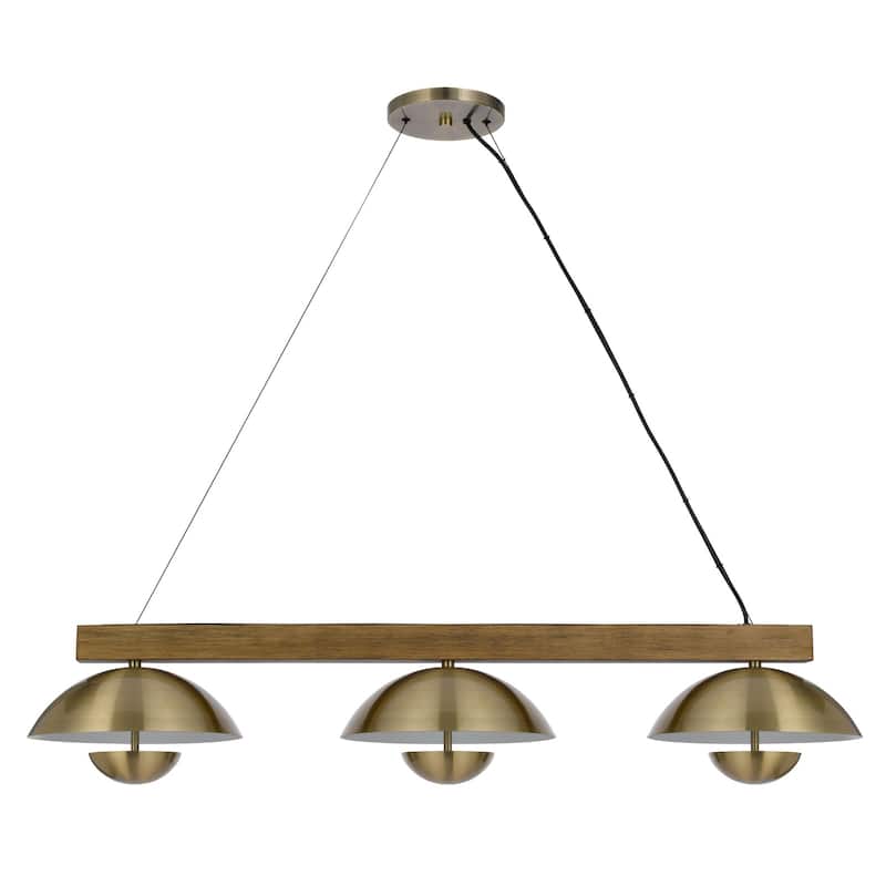 Lakeland 8.75" Height Metal/WoodIsland Chandelier in Antique Brass/Wood Finish