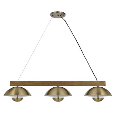 Lakeland 8.75" Height Metal/WoodIsland Chandelier in Antique Brass/Wood Finish