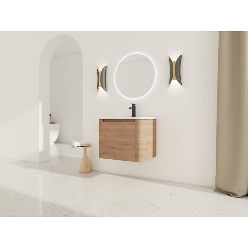 Wall-Mounted Bathroom Vanity with Ceramic Sink