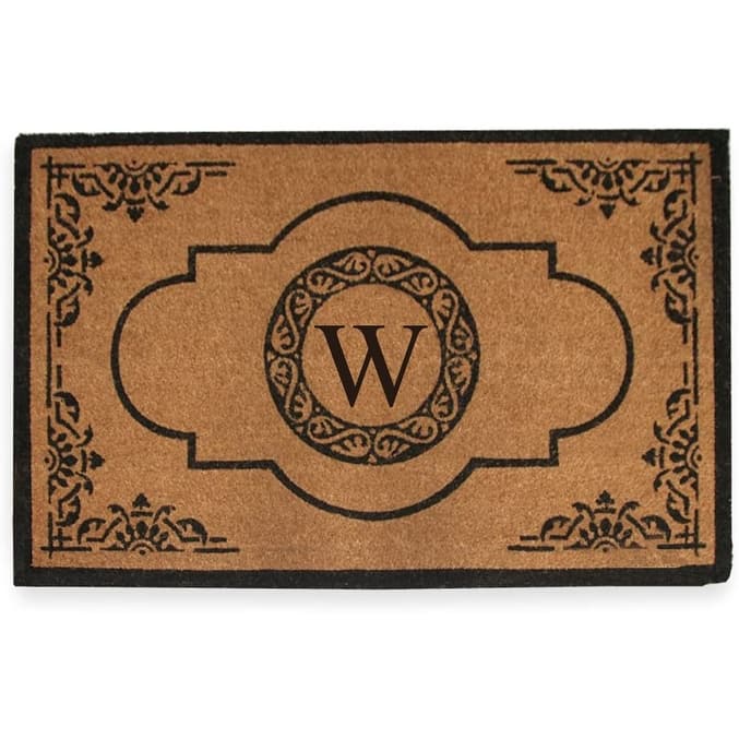 A1HC Natural Coir Hand-crafted Abrilina Monogrammed Double Doormat - 36" x 72" - W