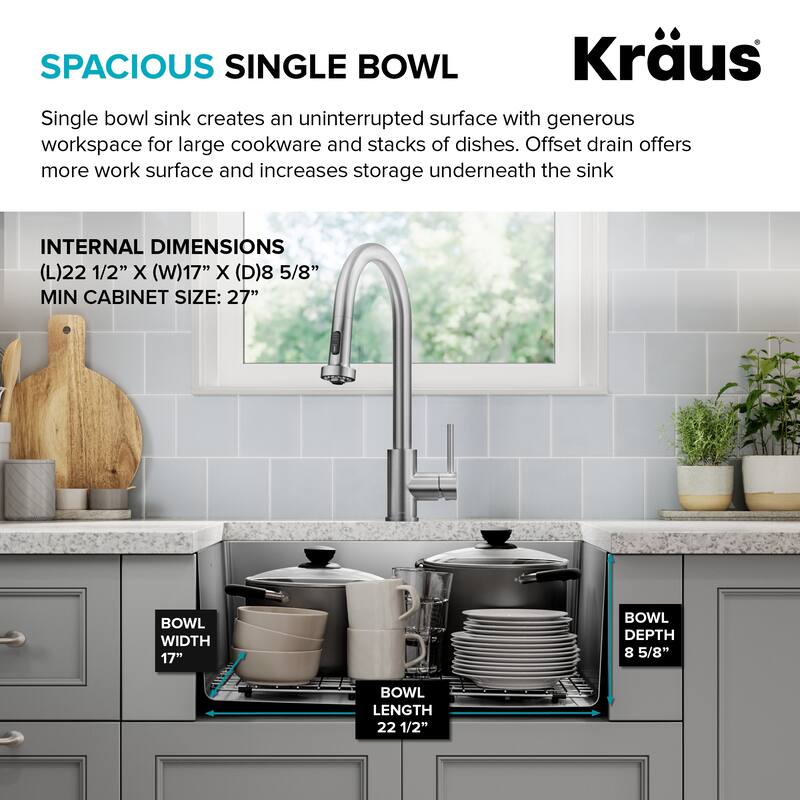 KRAUS Fairlane Undermount 18 Gauge Stainless Steel Kitchen Sink