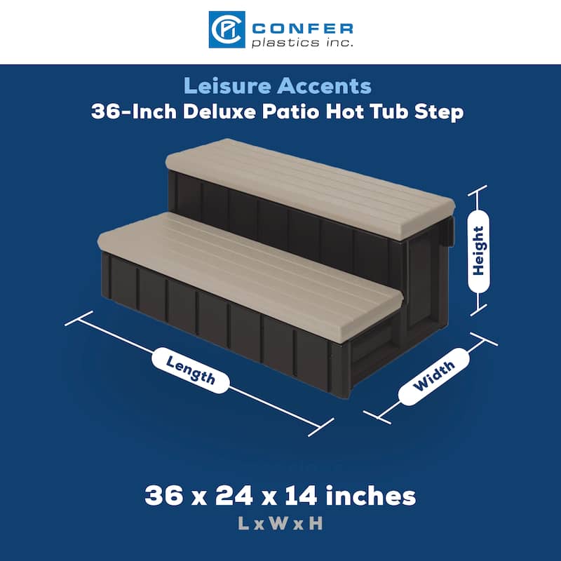 Confer Plastics Leisure Accents Deluxe Spa Step, 36" W Hot Tub Stairs,Portobello - 36 x 24 x 14 inches